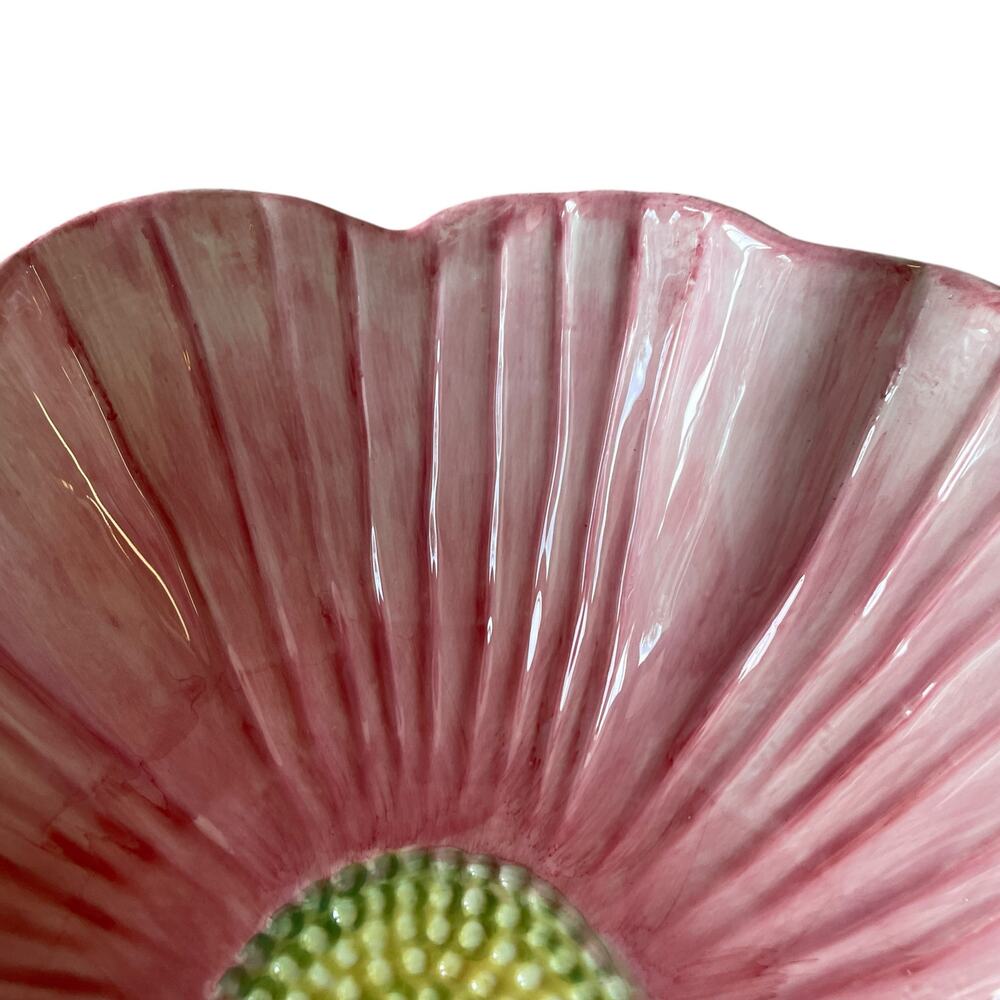 MAXCERA Pink Flower Ceramic Serving Bowl 12in Spring Easter New - Picture 8 of 13